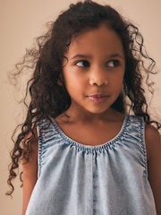 Light Wash Denim Strappy Playsuit (3-16yrs) - Image 4 of 8