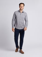 U.S. Polo Assn. Blue Herringbone Crosshatch Textured Shirt - Image 3 of 9