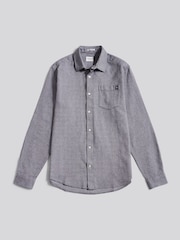 U.S. Polo Assn. Blue Herringbone Crosshatch Textured Shirt - Image 6 of 9