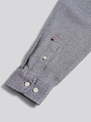 U.S. Polo Assn. Blue Herringbone Crosshatch Textured Shirt - Image 8 of 9
