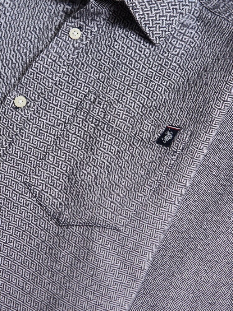 U.S. Polo Assn. Blue Herringbone Crosshatch Textured Shirt - Image 9 of 9