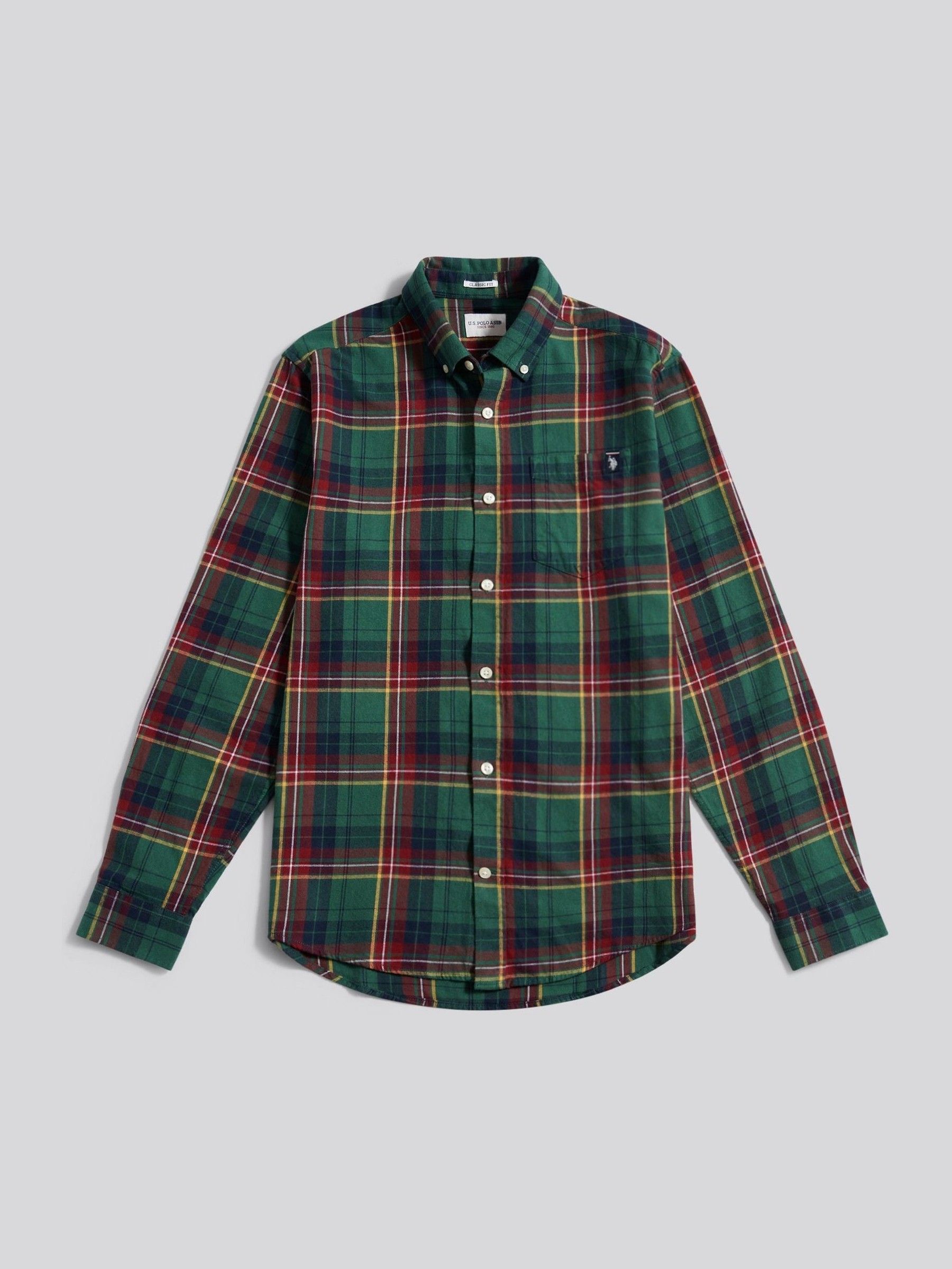 トップス NEW BEGING plaid pattern Polo Shirt Buy U.S. Polo Assn. Green Pocketed Checked Buttondown Shirt from