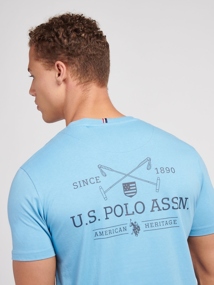 U.S. Polo Assn. Bright Blue Mens Back Graphic T-Shirt - Image 2 of 9 U.S. Polo Assn. Bright Blue Mens Back Graphic T-Shirt - Image 2 of 9