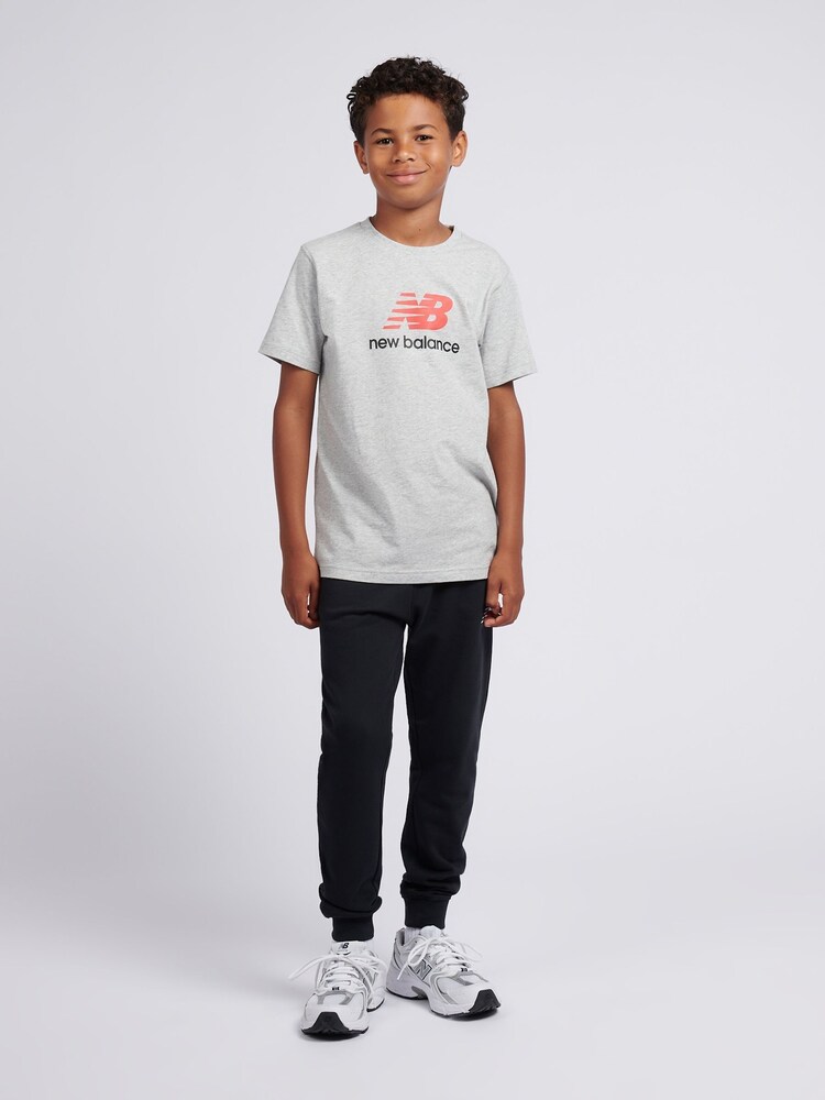 New Balance Grey Jersey Stacked Logo T-Shirt - Image 2 of 8