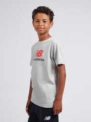 New Balance Grey Jersey Stacked Logo T-Shirt - Image 4 of 8