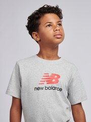 New Balance Grey Jersey Stacked Logo T-Shirt - Image 5 of 8