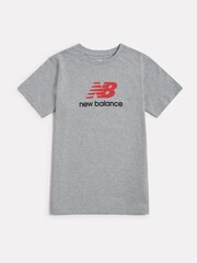 New Balance Grey Jersey Stacked Logo T-Shirt - Image 6 of 8