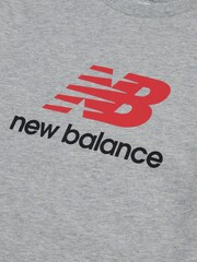 New Balance Grey Jersey Stacked Logo T-Shirt - Image 8 of 8