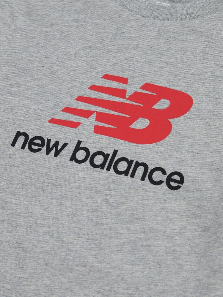 New Balance Grey Jersey Stacked Logo T-Shirt - Image 8 of 8