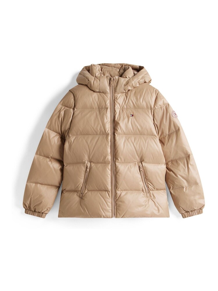 Tommy Hilfiger Brown Shiny Relaxed Hooded Puffer Jacket - Image 5 of 5 Tommy Hilfiger Brown Shiny Relaxed Hooded Puffer Jacket - Image 5 of 5