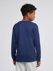 New Balance Blue Jersey Stacked Logo Long Sleeve T-Shirt - Image 3 of 8