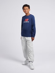 New Balance Blue Jersey Stacked Logo Long Sleeve T-Shirt - Image 5 of 8