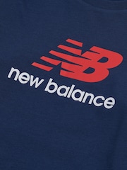 New Balance Blue Jersey Stacked Logo Long Sleeve T-Shirt - Image 8 of 8