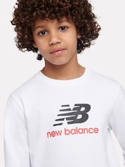 Alb - New Balance Jersey Stacked Logo Long Sleeve T-Shirt - Imaginea 4 din 8