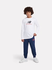 Alb - New Balance Jersey Stacked Logo Long Sleeve T-Shirt - Imaginea 5 din 8