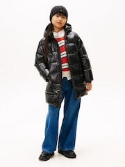 Tommy Hilfiger Black Relaxed Hooded Puffer Jacket - Image 3 of 5