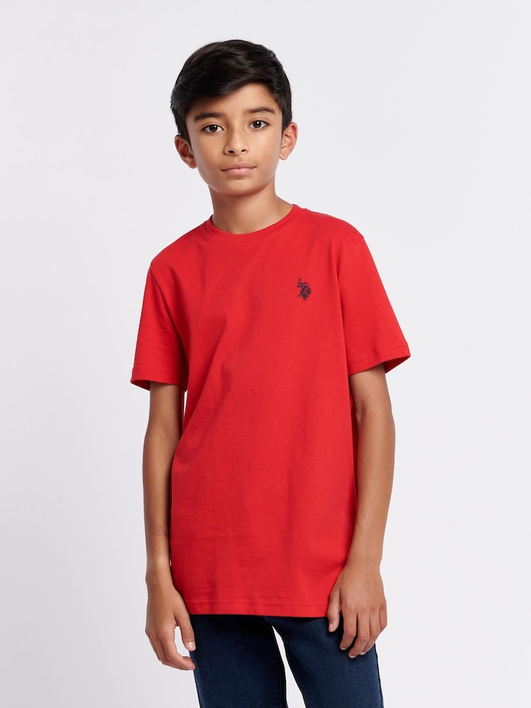 U.S. Polo Assn. Red Texture Double Horsemen T-Shirt - Image 1 of 8 U.S. Polo Assn. Red Texture Double Horsemen T-Shirt - Image 1 of 8