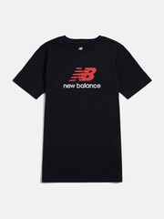 New Balance Black Jersey Stacked Logo T-Shirt - Image 1 of 3
