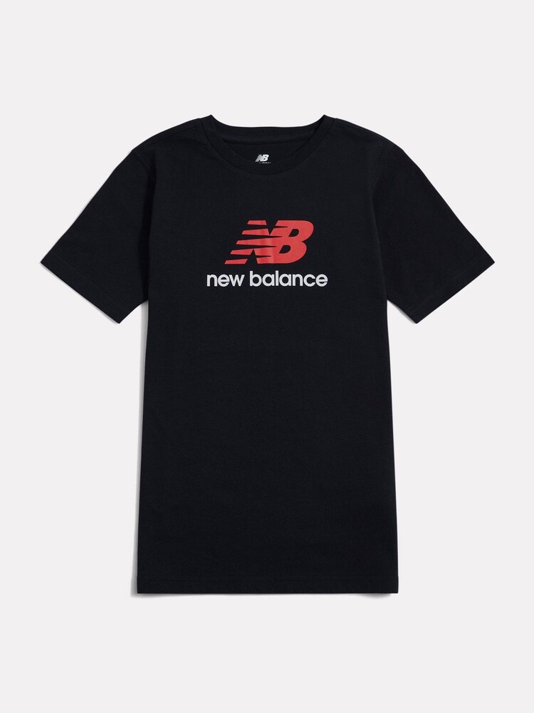 New Balance Black Jersey Stacked Logo T-Shirt - Image 1 of 3