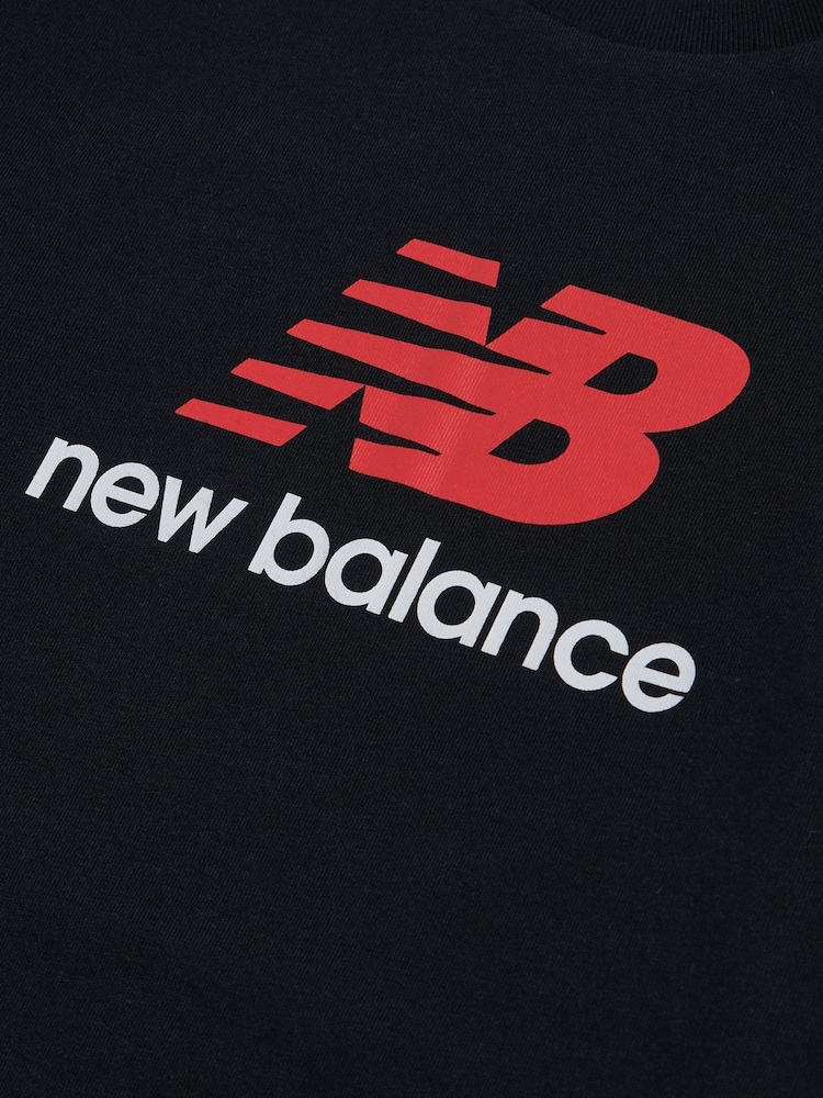 Juoda - „New Balance“ marškinėliai su „Jersey Stacked Logo“ logotipu - 8 paveikslėlis iš 8