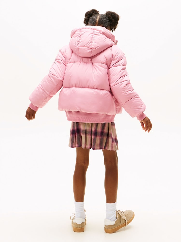 Tommy Hilfiger Pink Relaxed Hooded Puffer Jacket - Image 2 of 6