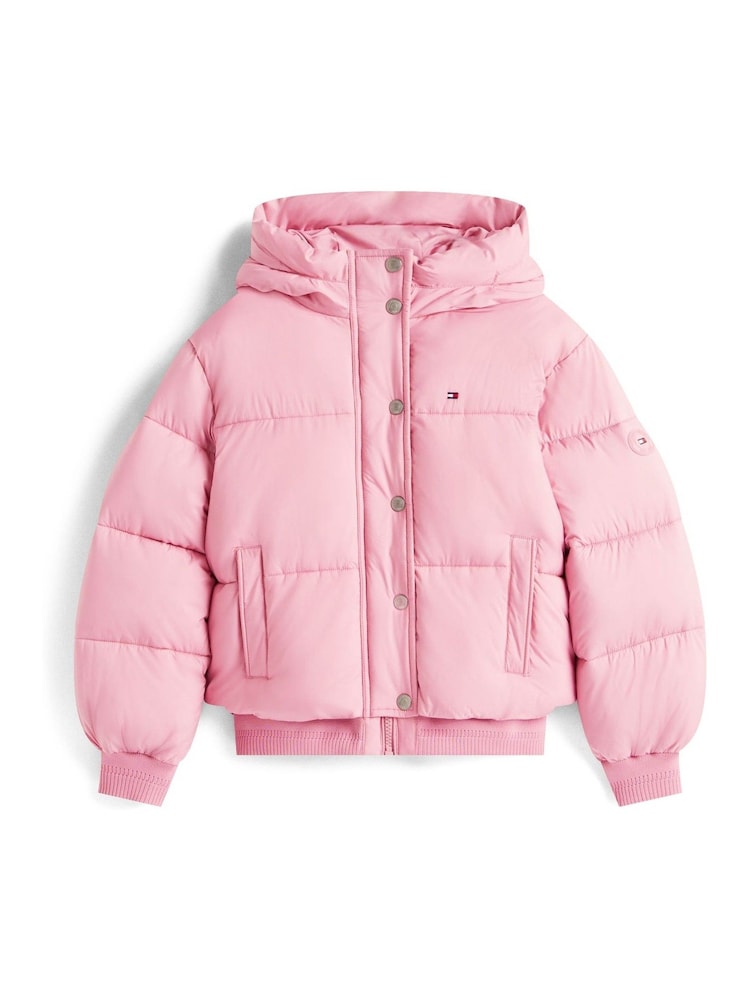 Tommy Hilfiger Pink Relaxed Hooded Puffer Jacket - Image 6 of 6 Tommy Hilfiger Pink Relaxed Hooded Puffer Jacket - Image 6 of 6