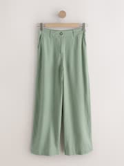 Sage Green Smart Front Linen Blend Wide Leg Trousers - Image 1 of 3