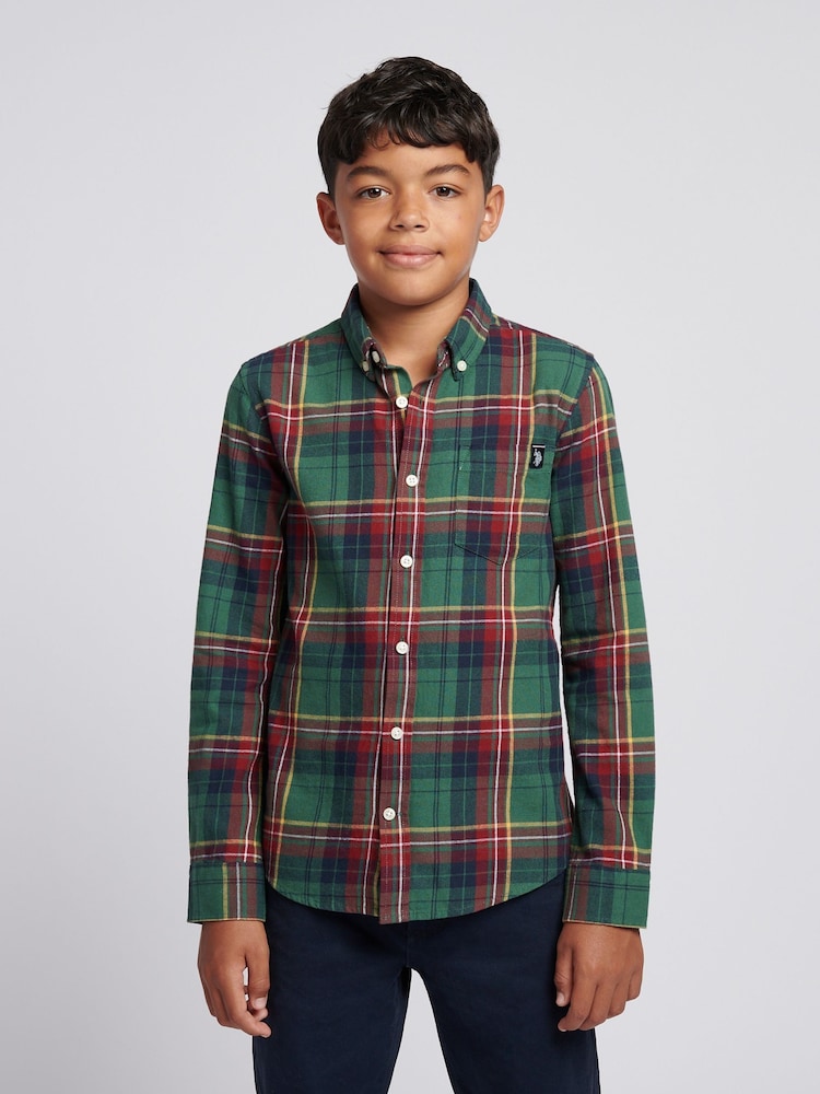 U.S. Polo Assn. Green Checked Buttondown Pocket Shirt - Image 1 of 9