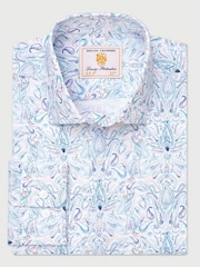 Brook Taverner Blue Paisley Print Occasion Shirt - Image 1 of 2