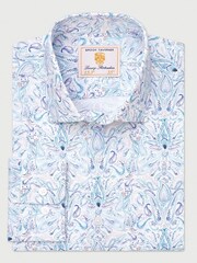 Brook Taverner Blue Tailored Fit Ocassion Paisley Print Long Sleeve Shirt - Image 4 of 4