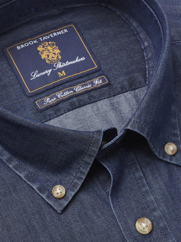 Brook Taverner Blue Chambray Cotton Shirt - Image 2 of 3
