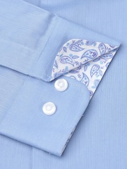 Brook Taverner Blue Herringbone Stretch Cotton Shirt - Image 2 of 2