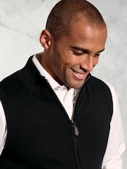Brook Taverner Black Cotton Blend Knitted Gilet - Image 3 of 3