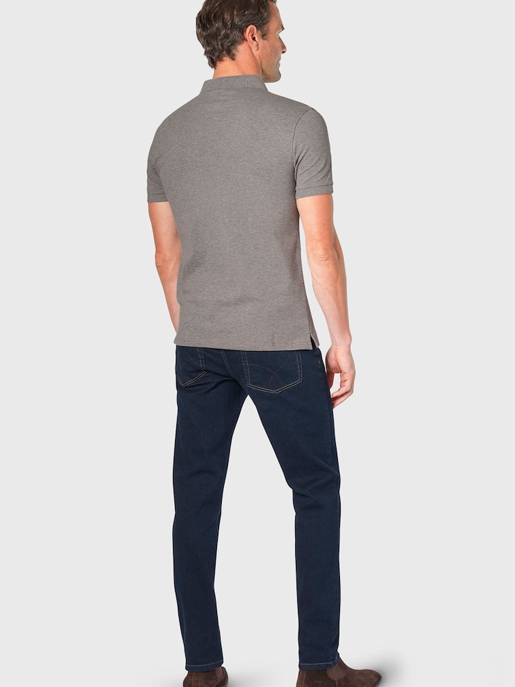 Brook Taverner Grey Stretch Cotton Polo Shirt - Image 2 of 3