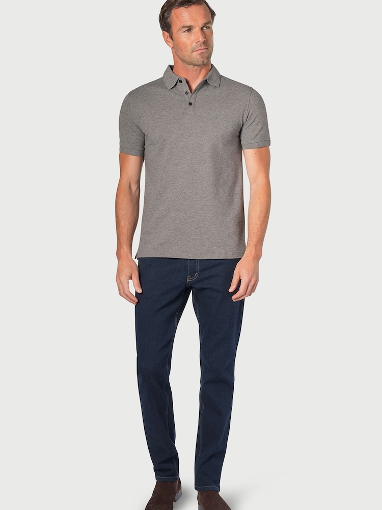 Brook Taverner Grey Stretch Cotton Polo Shirt - Image 3 of 3