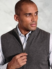 Brook Taverner Grey Cotton Blend Knitted Gilet - Image 3 of 3