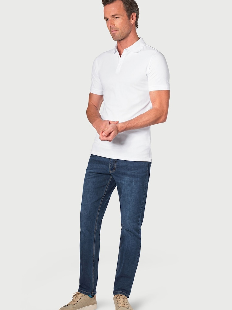 Brook Taverner White Stretch Cotton Polo Shirt - Image 3 of 3