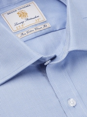 Brook Taverner Blue Double Cuff Herringbone Cotton Shirt - Image 2 of 3