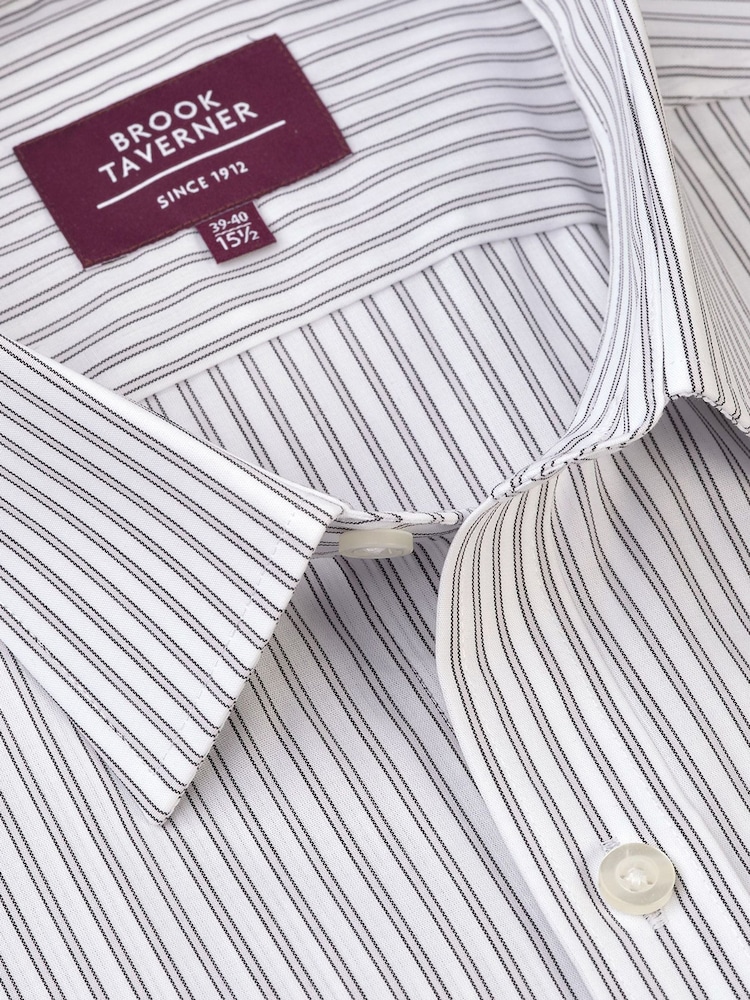 Brook Taverner White Stripe Cotton Shirt - Image 2 of 3