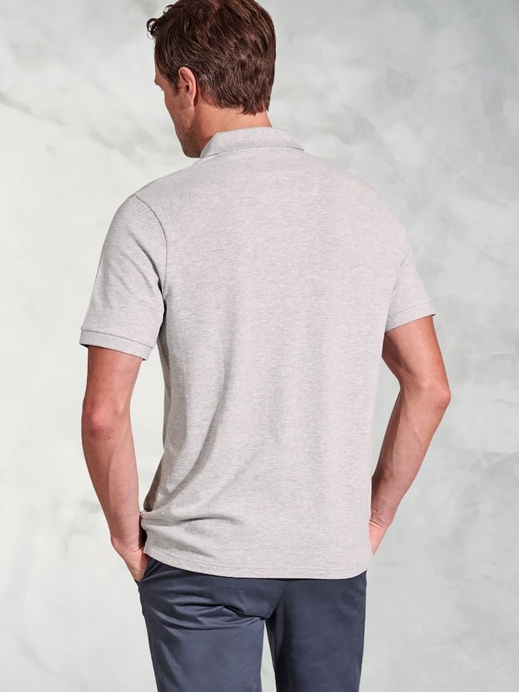 Brook Taverner Silver Pure Cotton Pique Polo Shirt - Image 2 of 4 Brook Taverner Silver Pure Cotton Pique Polo Shirt - Image 2 of 4