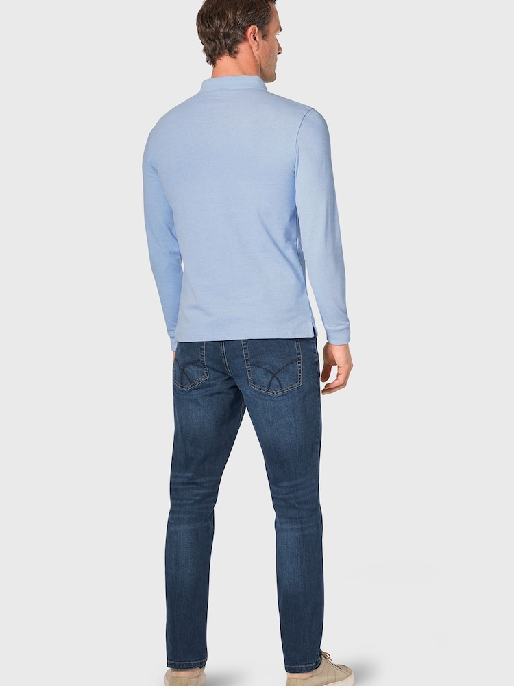 Brook Taverner Long Sleeve Stretch Cotton Polo Shirt - صورة 2 من 2