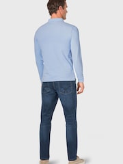 Azul cielo - Brook Taverner Long Sleeve Stretch Cotton Polo Shirt - Imagen 3 de 3