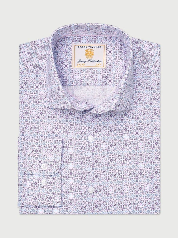 Brook Taverner Purple Diamond Print Shirt - Image 1 of 4