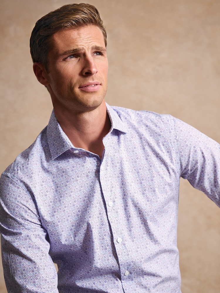 Brook Taverner Purple Diamond Print Shirt - Image 4 of 4