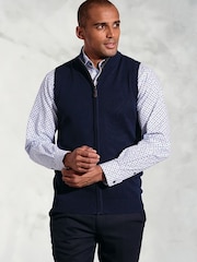 Brook Taverner Blue Cotton Blend Knitted Gilet - Image 1 of 3