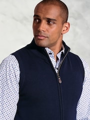Brook Taverner Blue Cotton Blend Knitted Gilet - Image 3 of 3