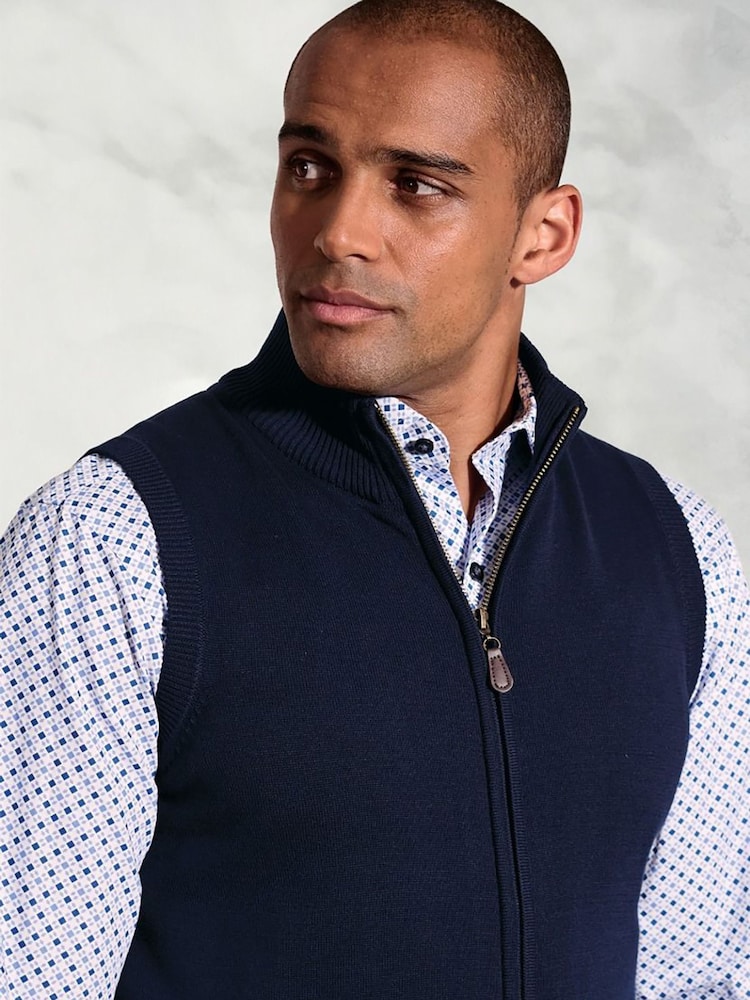 Brook Taverner Blue Cotton Blend Knitted Gilet - Image 3 of 3
