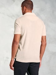 Brook Taverner White Cotton Rich Terry Towelling Polo Shirt - Image 2 of 3