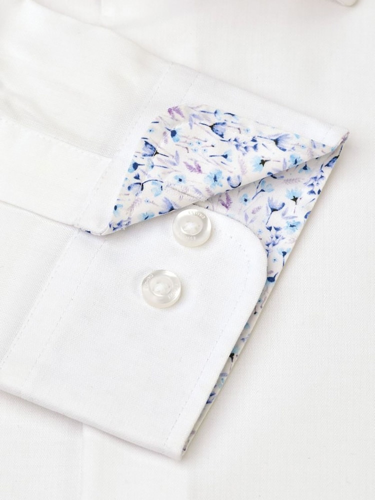 Brook Taverner White Tailored Fit Herringbone Stretch Cotton Shirt - Image 3 of 3 Brook Taverner White Tailored Fit Herringbone Stretch Cotton Shirt - Image 3 of 3
