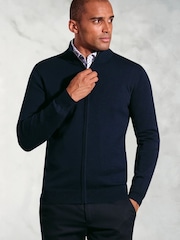 Brook Taverner Blue Zip Through Cardigan - Image 1 of 3